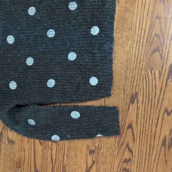 JOA polka dot Sweater chunky warm gray neutral/ metallic wool blend boxy knit XS - Picture 2 of 10